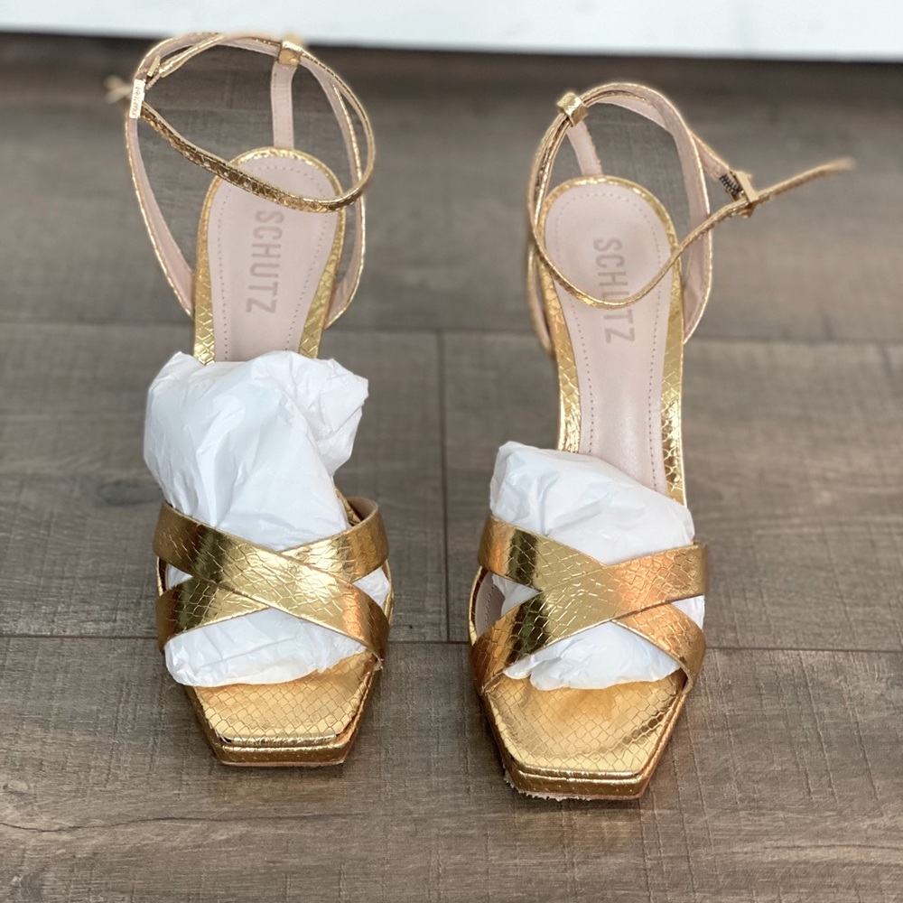 Schutz gold snake heel